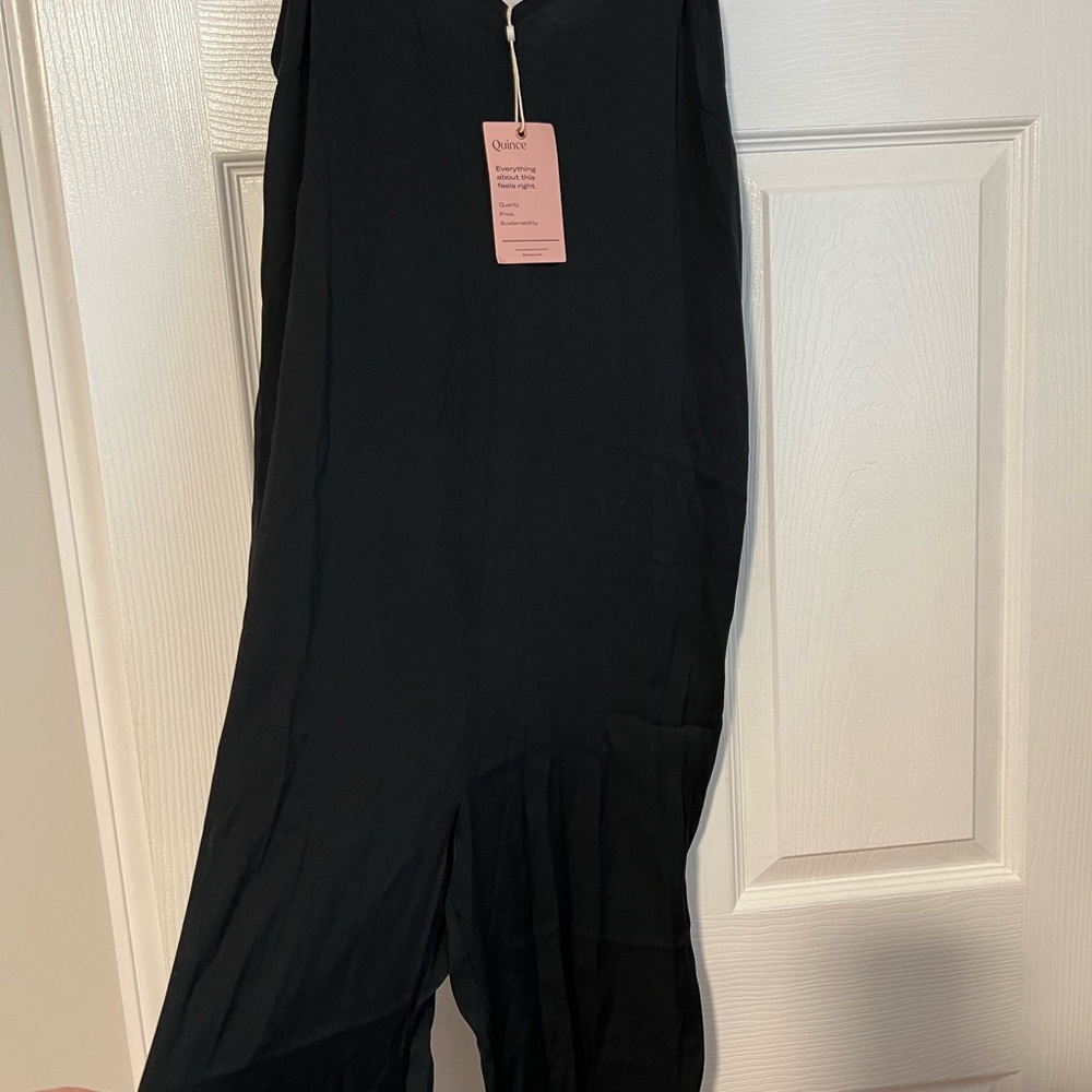 Quince Washable Stretch Silk Maternity Jumpsuit / Black/S